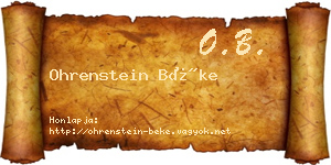 Ohrenstein Béke névjegykártya